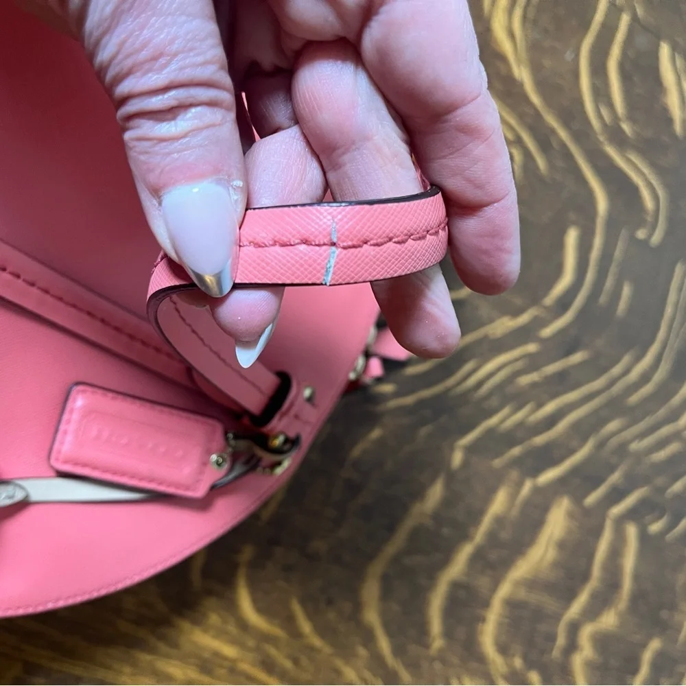 Coach Peyton  Coral Pink Dome Top Handle Satchel with Gold Accent Crossbody